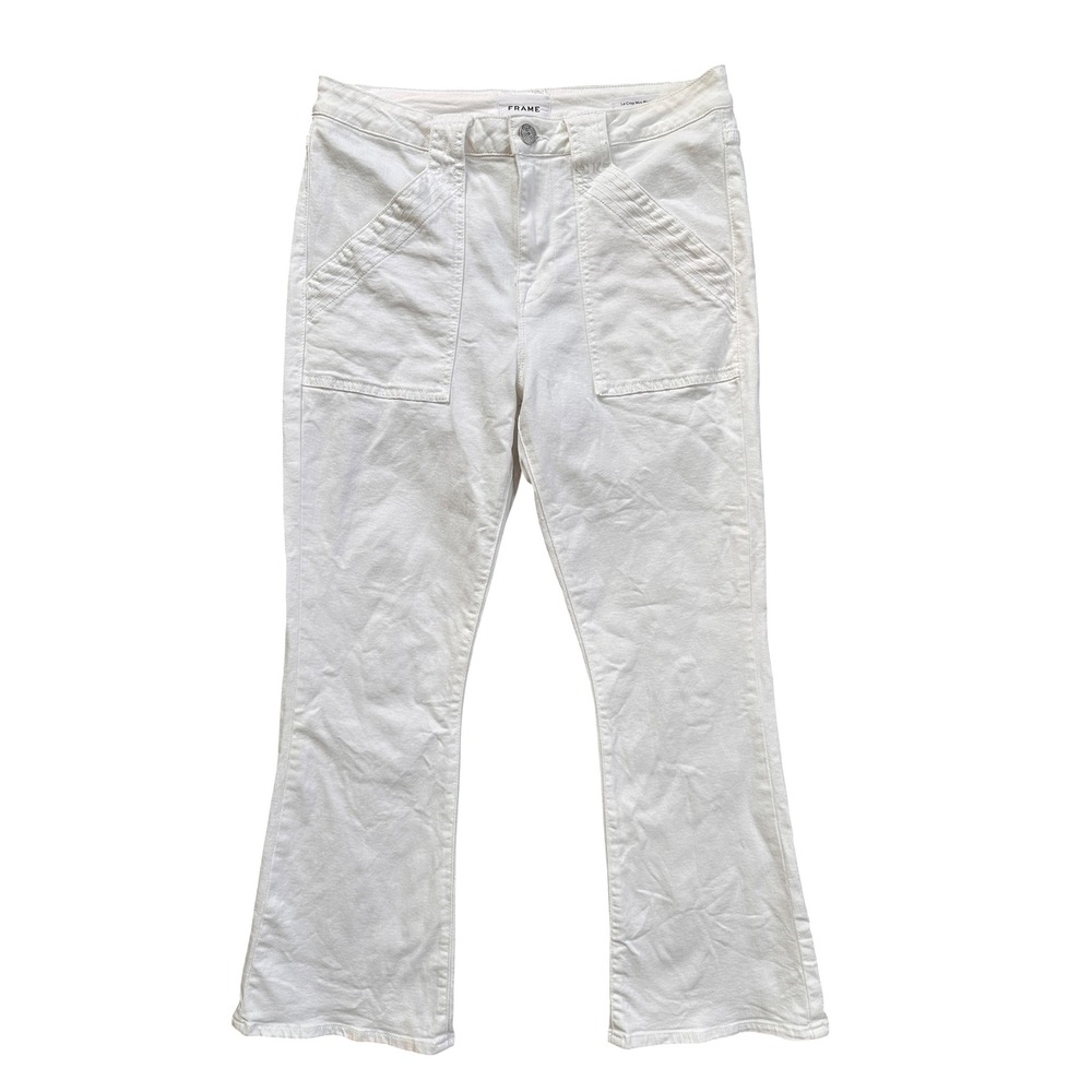 FRAME Le Crop Mini Boot Wmn 30 White Blanc Utility Patch Pocket Jeans Excellent